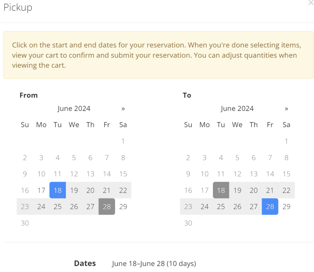 The date picker for the loan duration